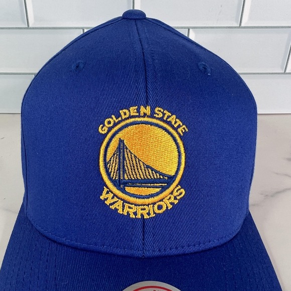 Golden State Warriors Hat Snap Back Blue Yellow Basketball Mens Mitchell Ness - Picture 2 of 13